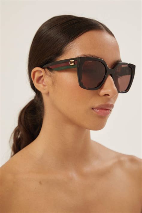 gucci brown women square sunglasses|gucci aria women's sunglasses.